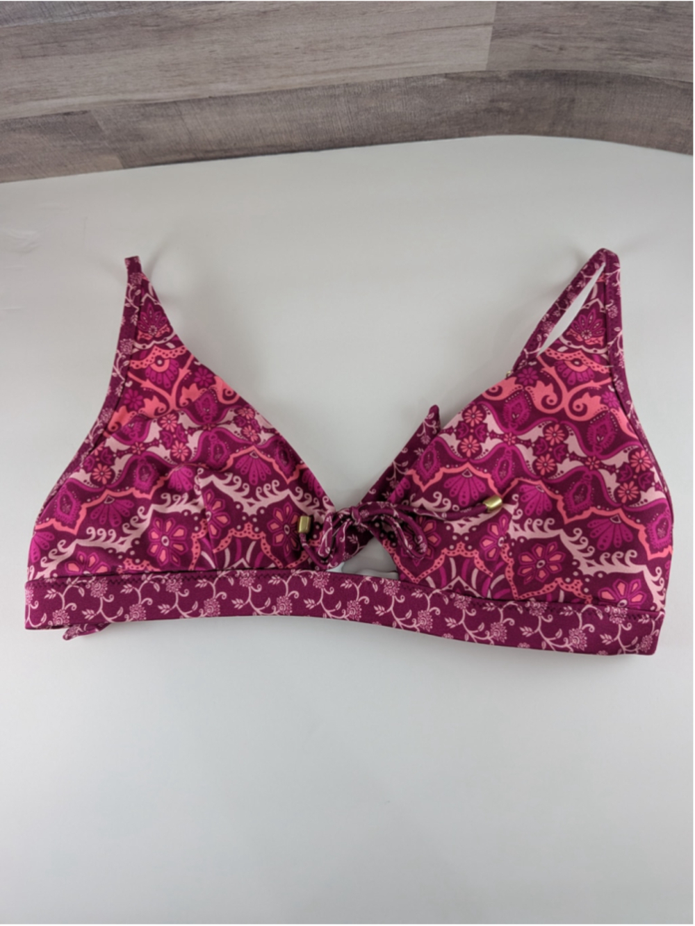 Tigerlily Magenta Pink Printed Floral Bikini Top Large